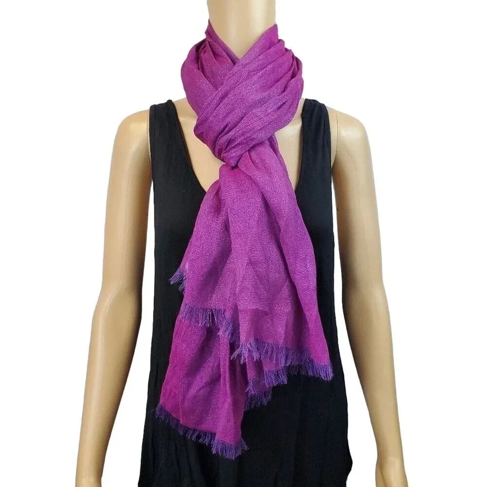 Purple Shimmery Fringe Scarf/Shawl/Wrap. Women Fashion Scarf.